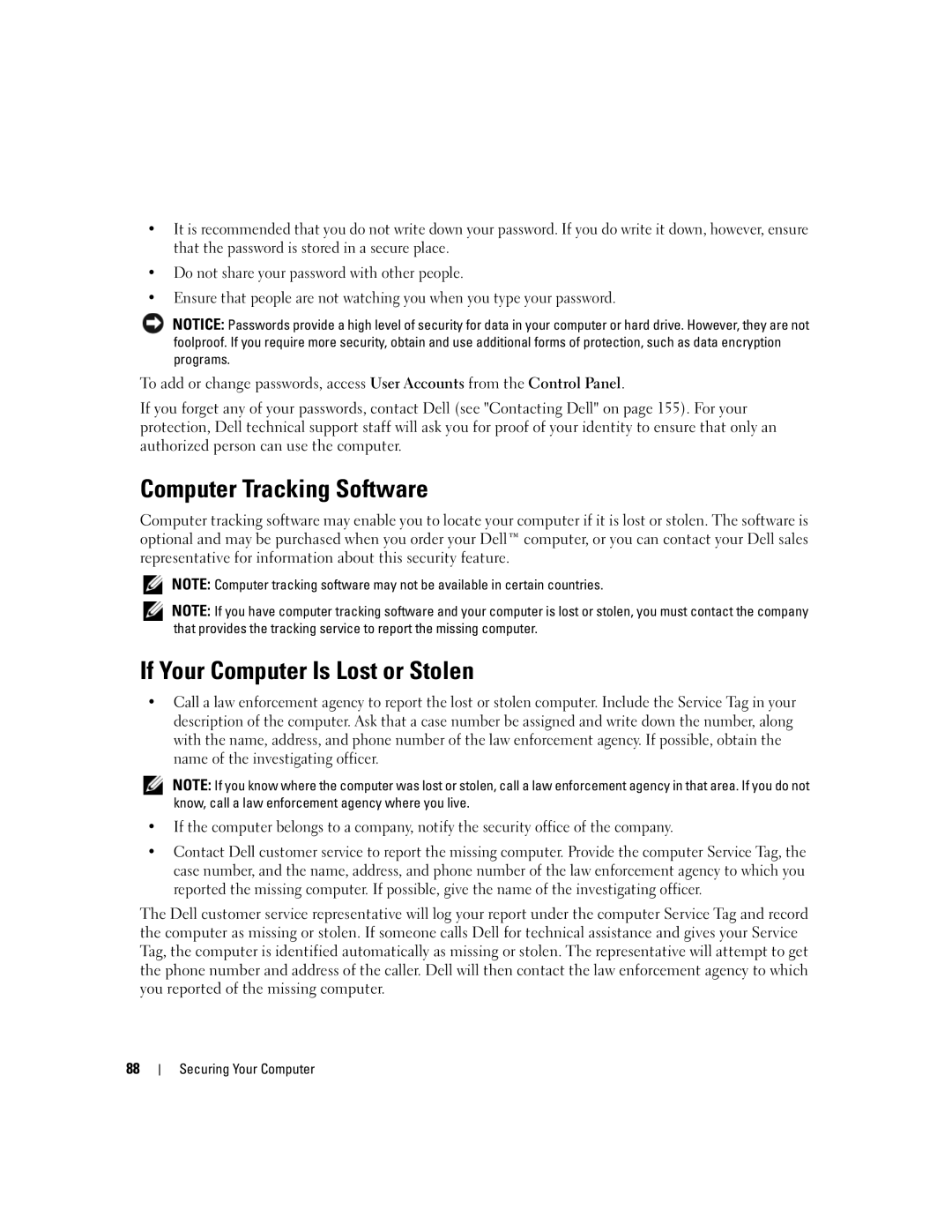 Dell PP05XB, M1710 owner manual Computer Tracking Software, If Your Computer Is Lost or Stolen 