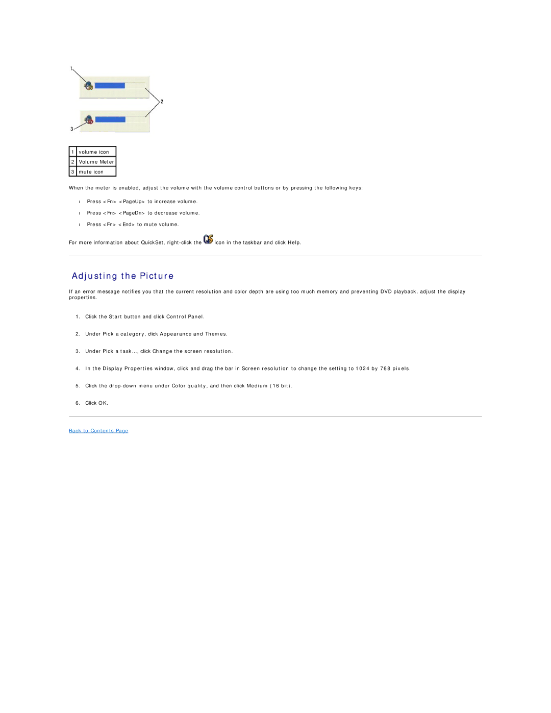 Dell PP06S, D410 specifications Adjusting the Picture 