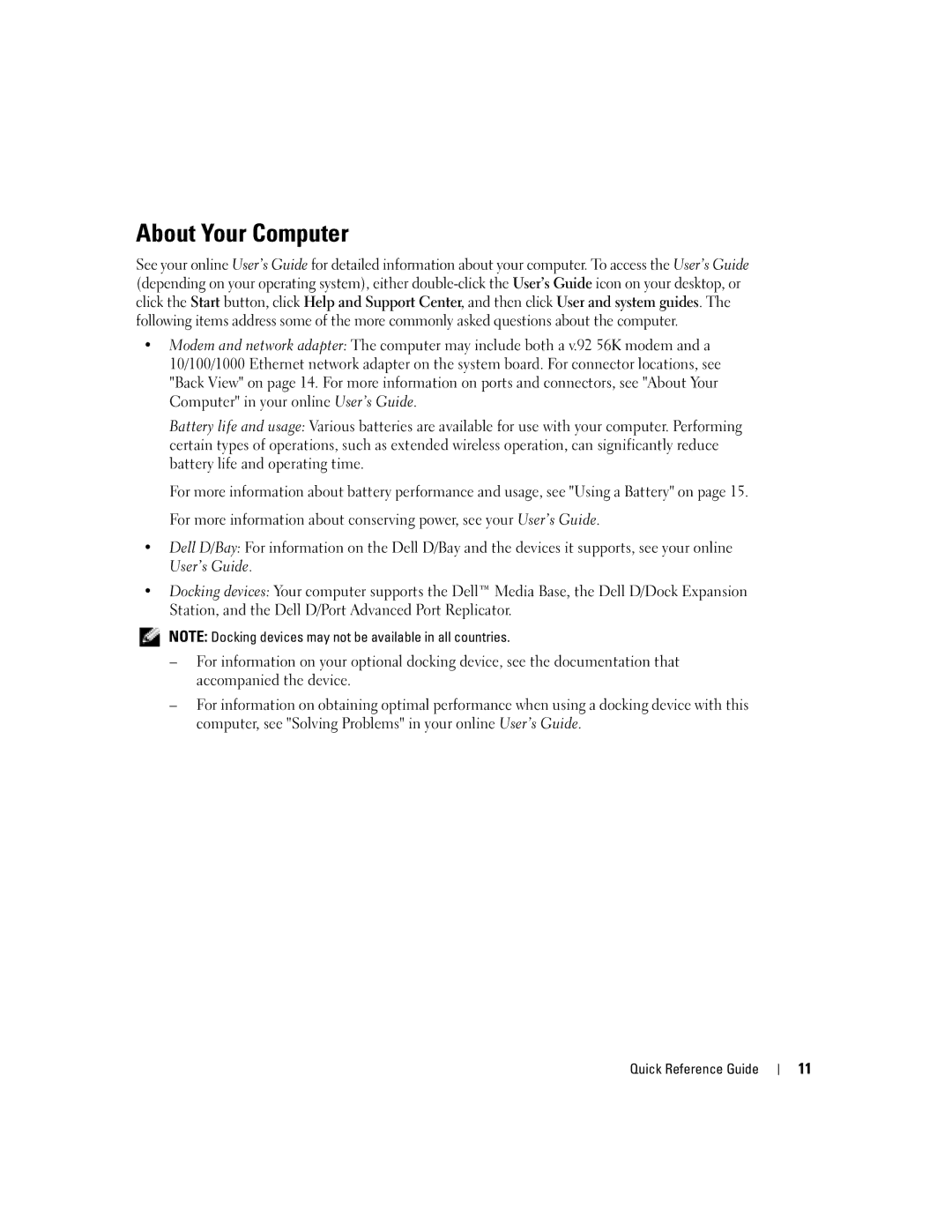 Dell PP06S manual About Your Computer 