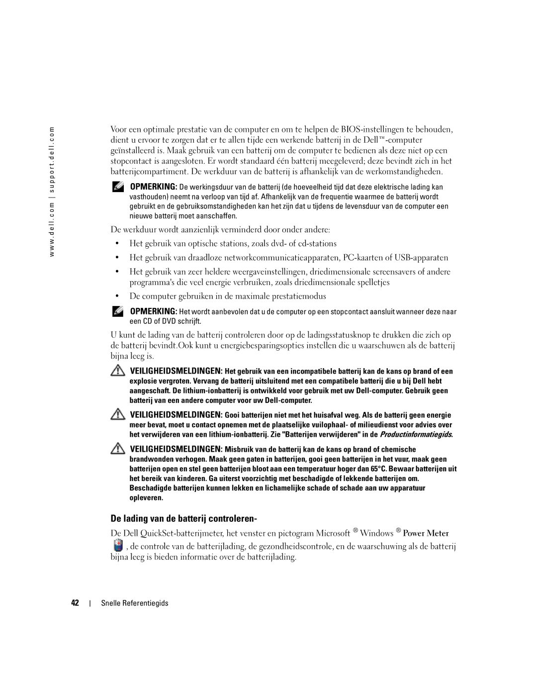 Dell PP06S manual De lading van de batterij controleren 