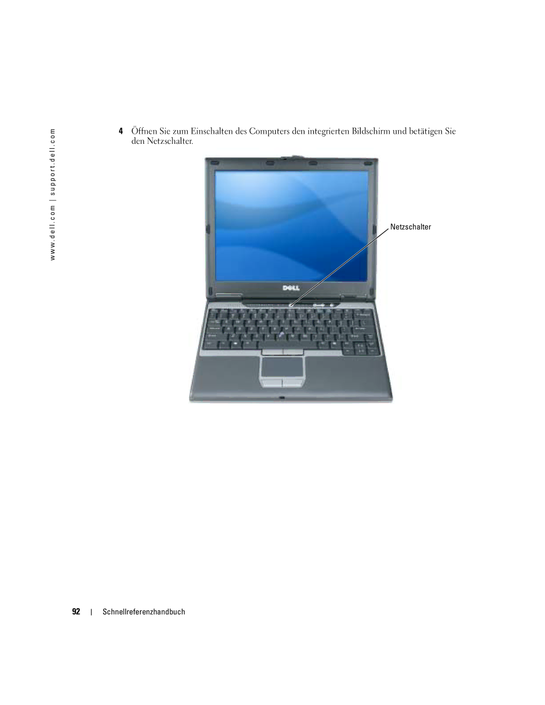 Dell PP06S manual Netzschalter Schnellreferenzhandbuch 