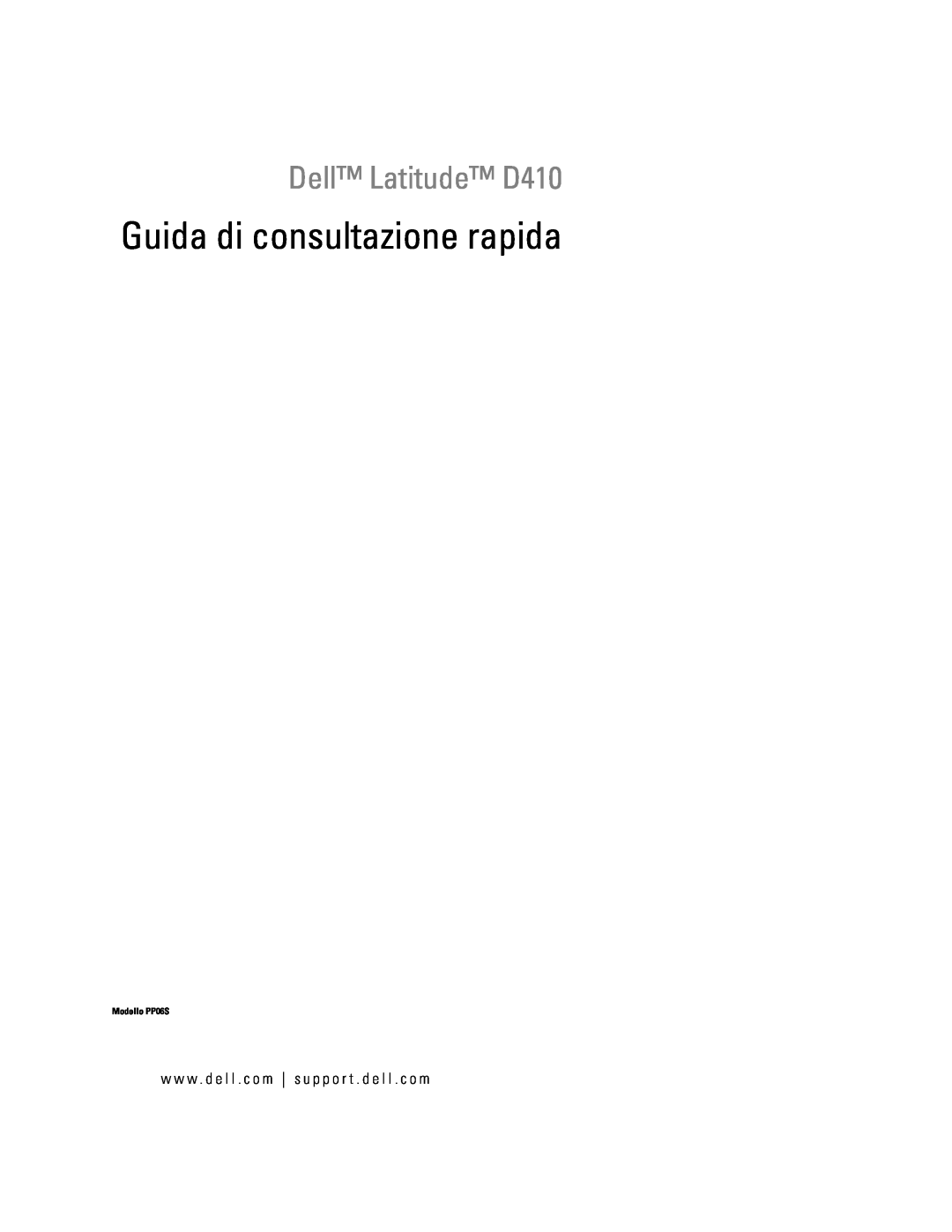 Dell manual Guida di consultazione rapida, Dell Latitude D410, Modello PP06S 