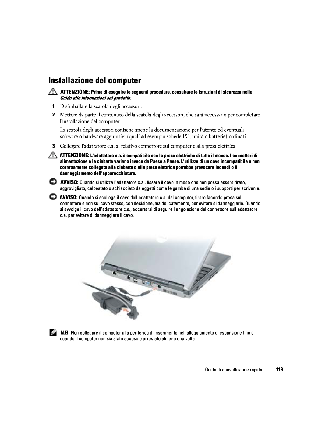 Dell PP06S manual Installazione del computer 