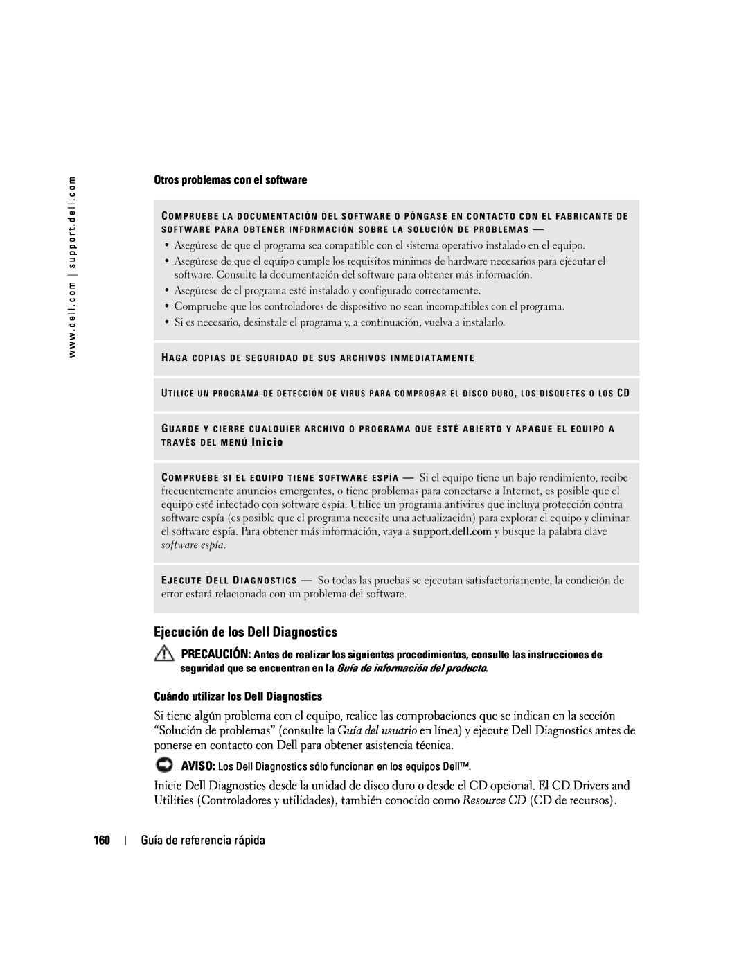 Dell PP06S manual Ejecución de los Dell Diagnostics 