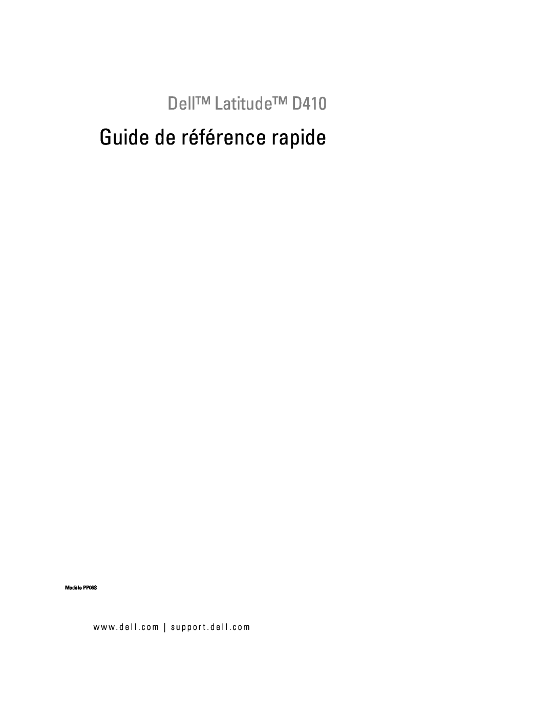 Dell manual Guide de référence rapide, Dell Latitude D410, Modèle PP06S 