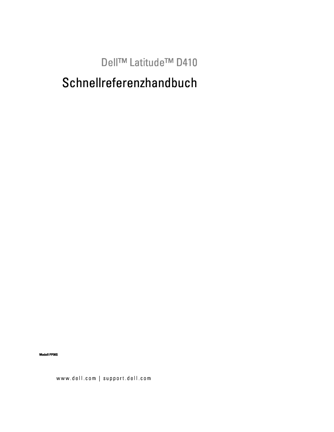 Dell manual Schnellreferenzhandbuch, Dell Latitude D410, Modell PP06S 