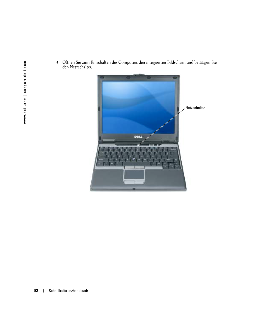 Dell PP06S manual Netzschalter, Schnellreferenzhandbuch 