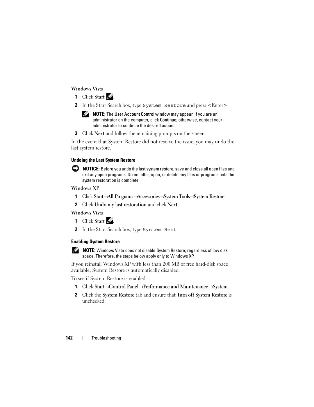 Dell PP06XA, TM373 owner manual Undoing the Last System Restore 