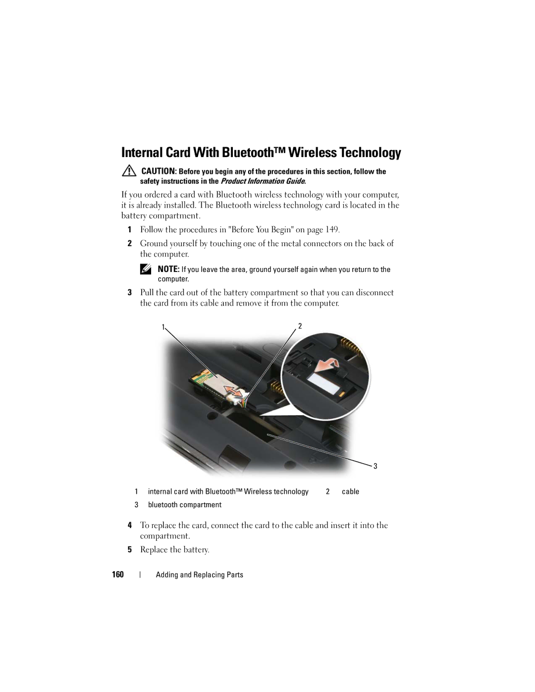 Dell PP06XA, TM373 owner manual Internal Card With Bluetooth Wireless Technology, Bluetooth compartment 