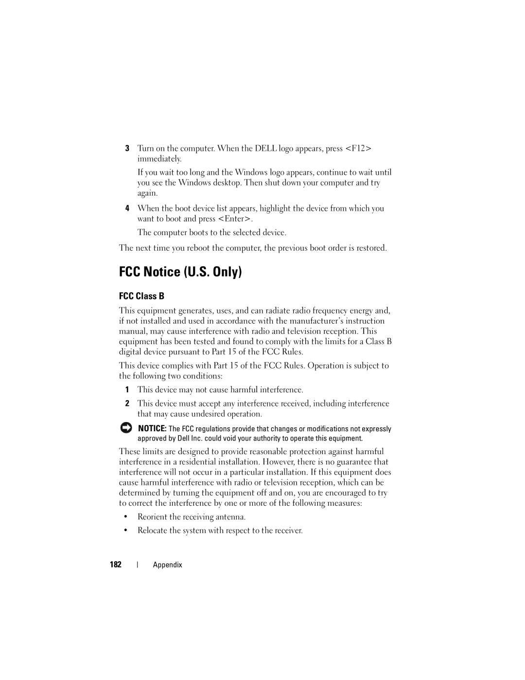 Dell PP06XA, TM373 owner manual FCC Notice U.S. Only, FCC Class B 