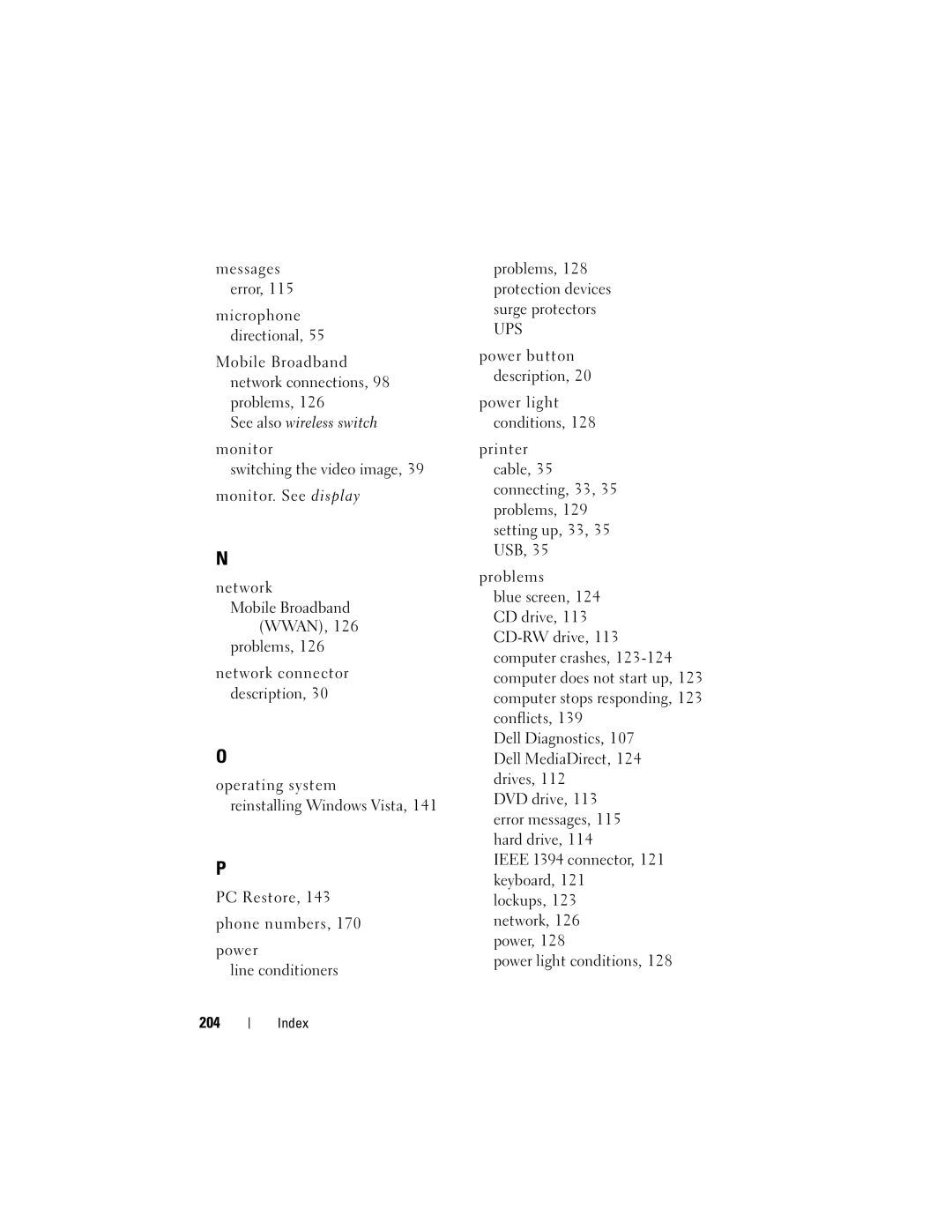 Dell PP06XA, TM373 owner manual See also wireless switch, 204 