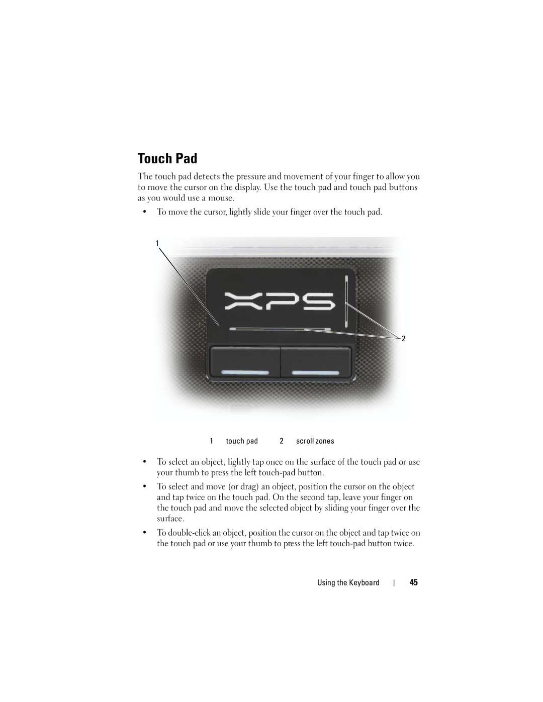 Dell TM373, PP06XA owner manual Touch Pad, Touch pad 