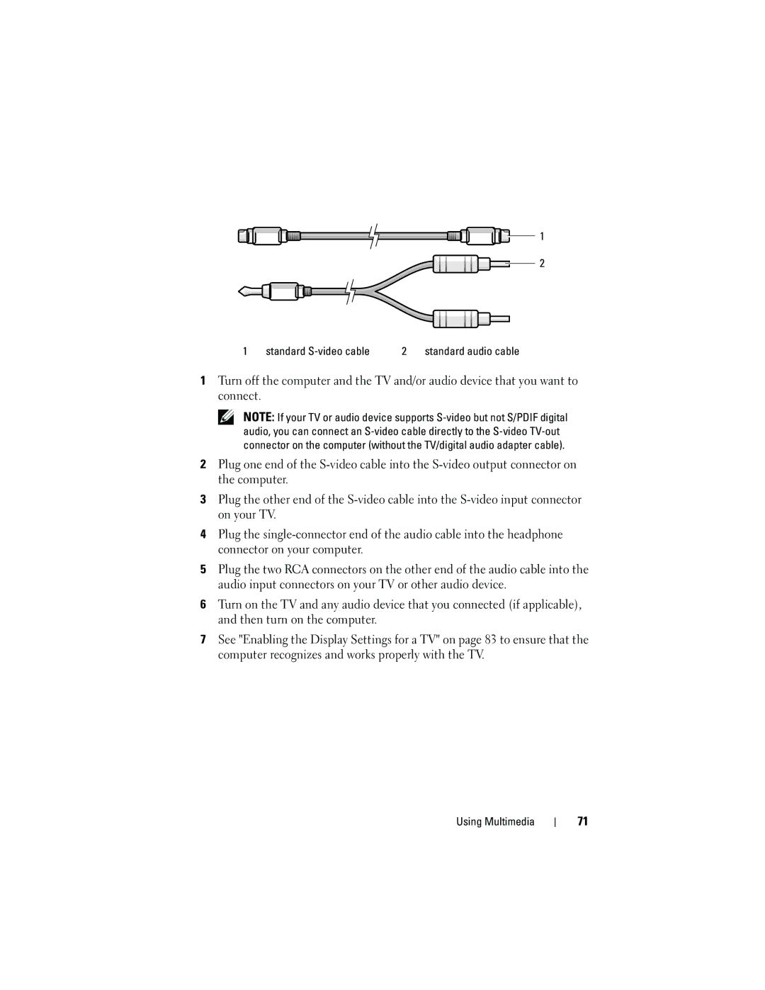 Dell TM373, PP06XA owner manual Standard S-video cable 