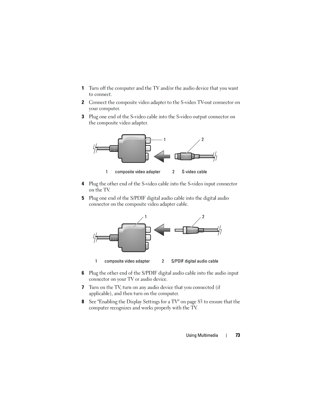 Dell TM373, PP06XA owner manual Video cable 