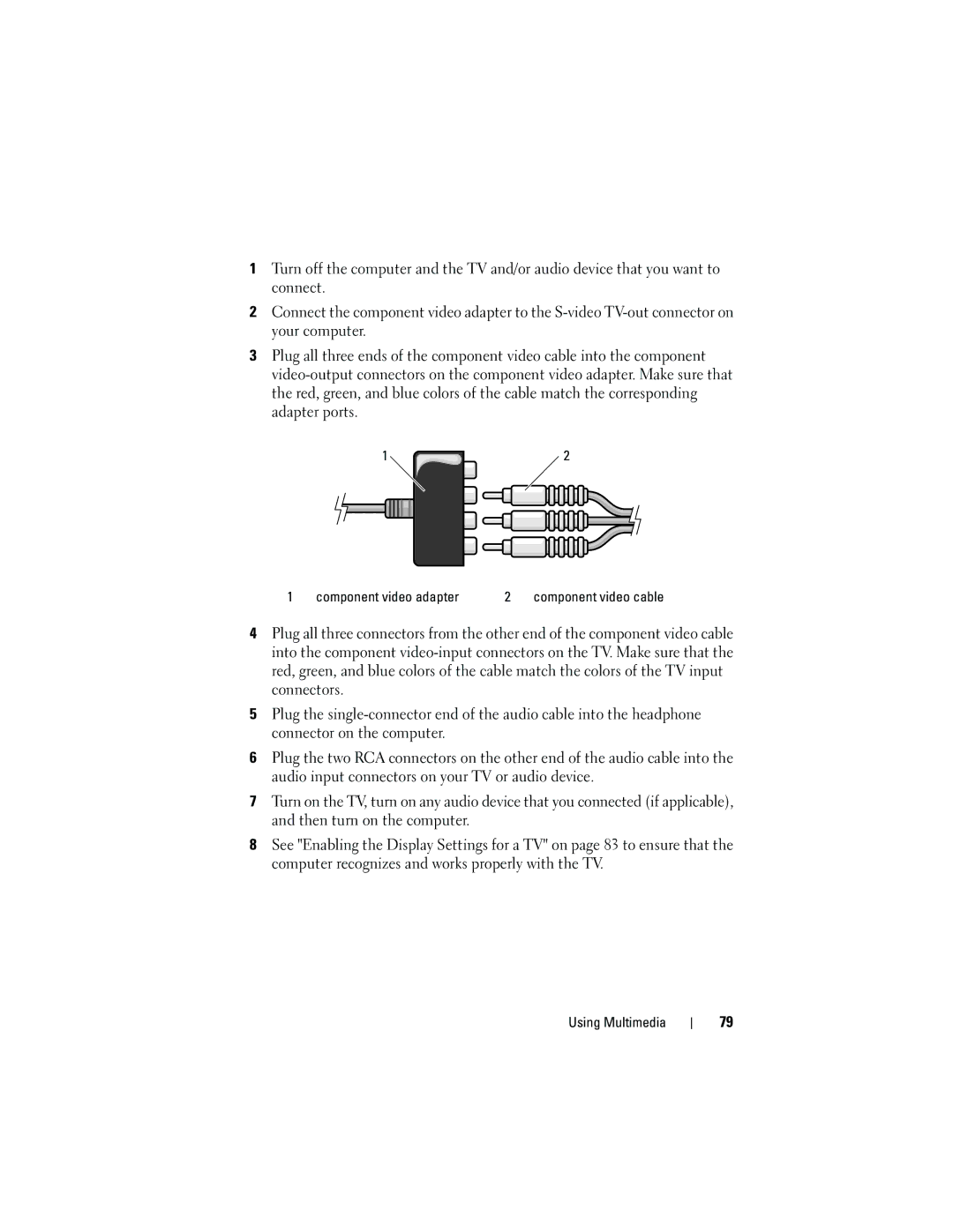 Dell TM373, PP06XA owner manual Component video adapter 