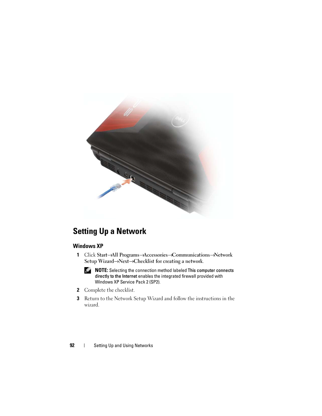 Dell PP06XA, TM373 owner manual Setting Up a Network, Windows XP 