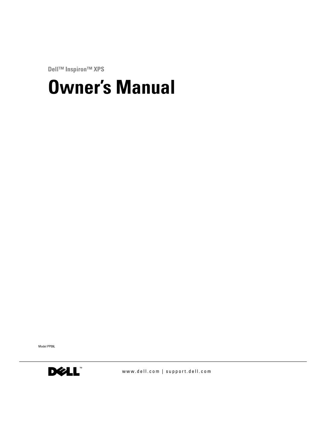 Dell PP09L owner manual Dell Inspiron XPS 