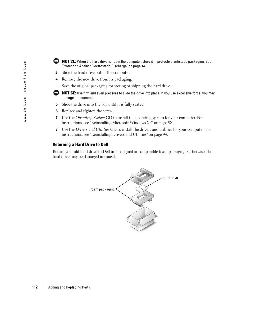 Dell PP09L owner manual Returning a Hard Drive to Dell, 112 