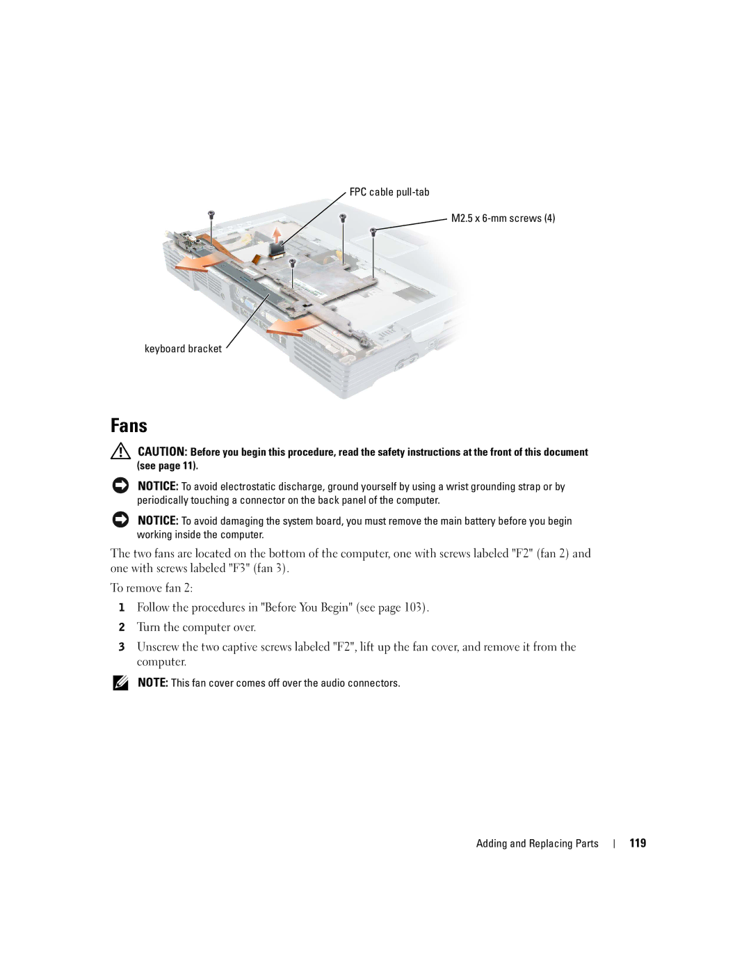 Dell PP09L owner manual Fans, 119 