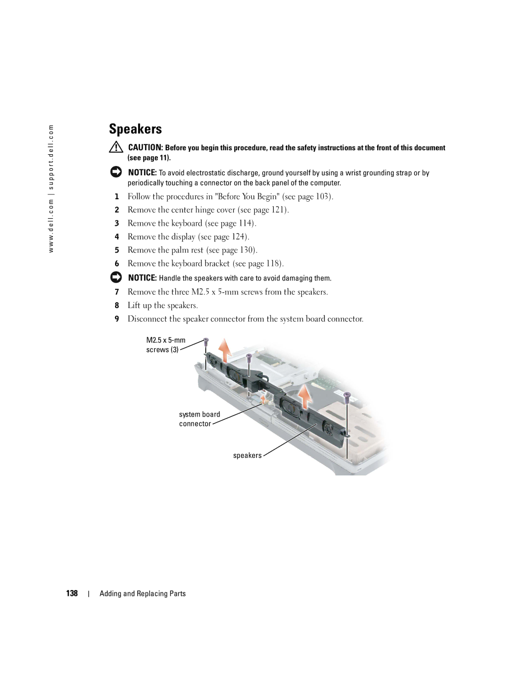 Dell PP09L owner manual Speakers, 138 