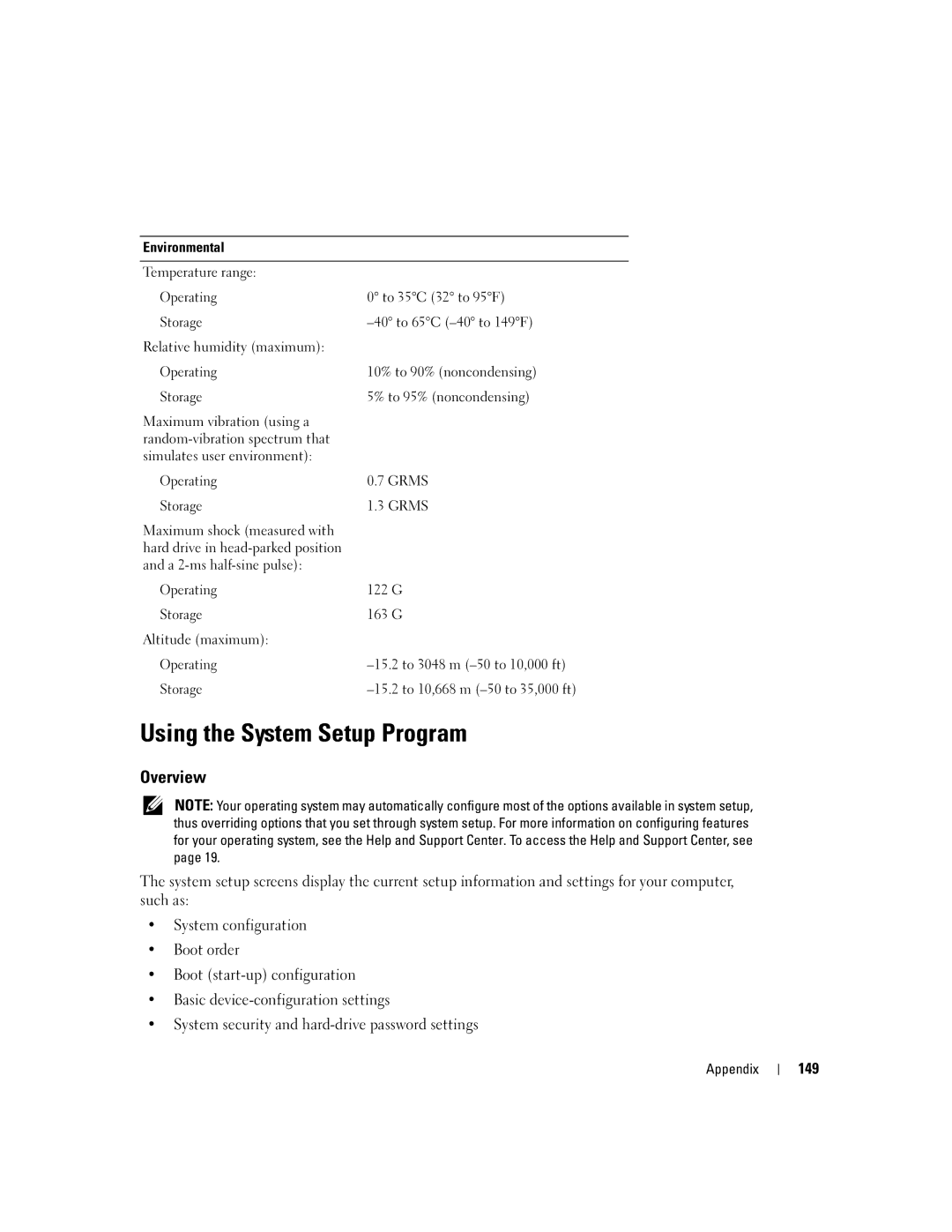 Dell PP09L owner manual Using the System Setup Program, Overview, 149 