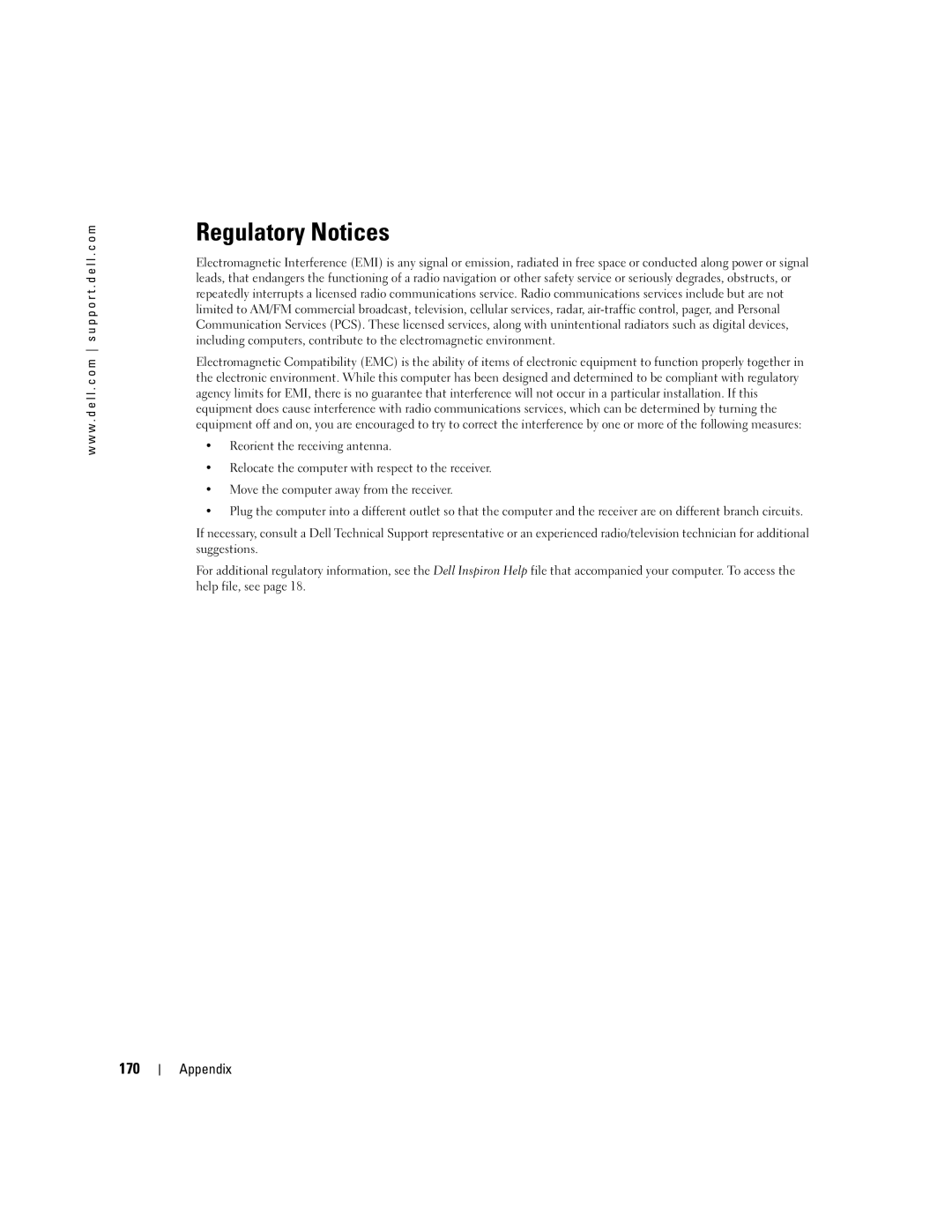 Dell PP09L owner manual Regulatory Notices, 170 