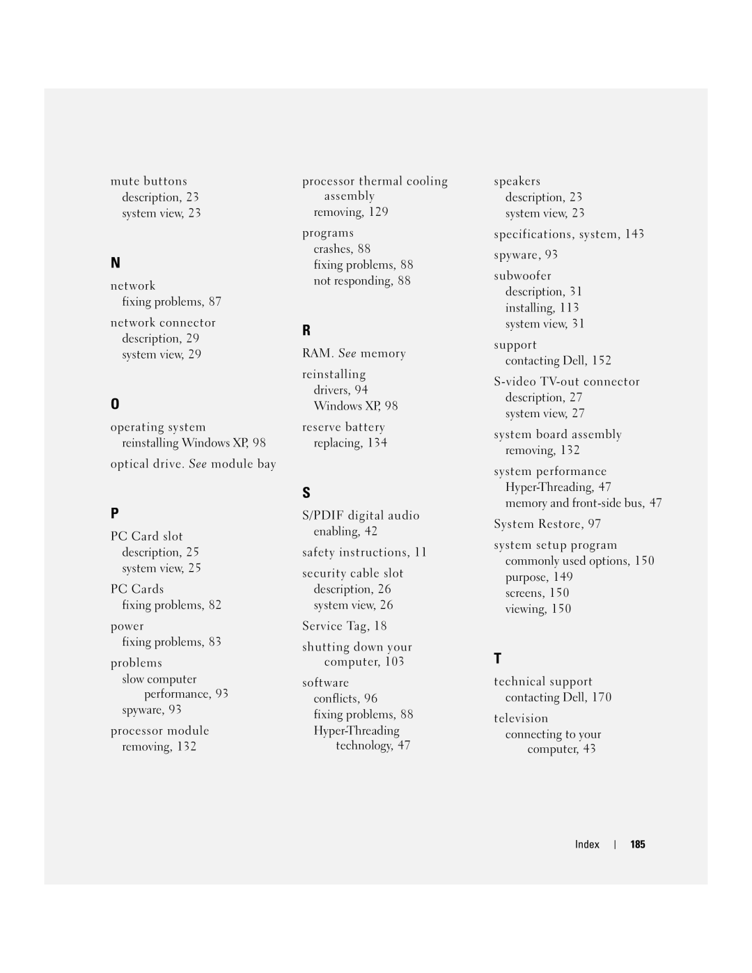 Dell PP09L owner manual Specifications, system Spyware 