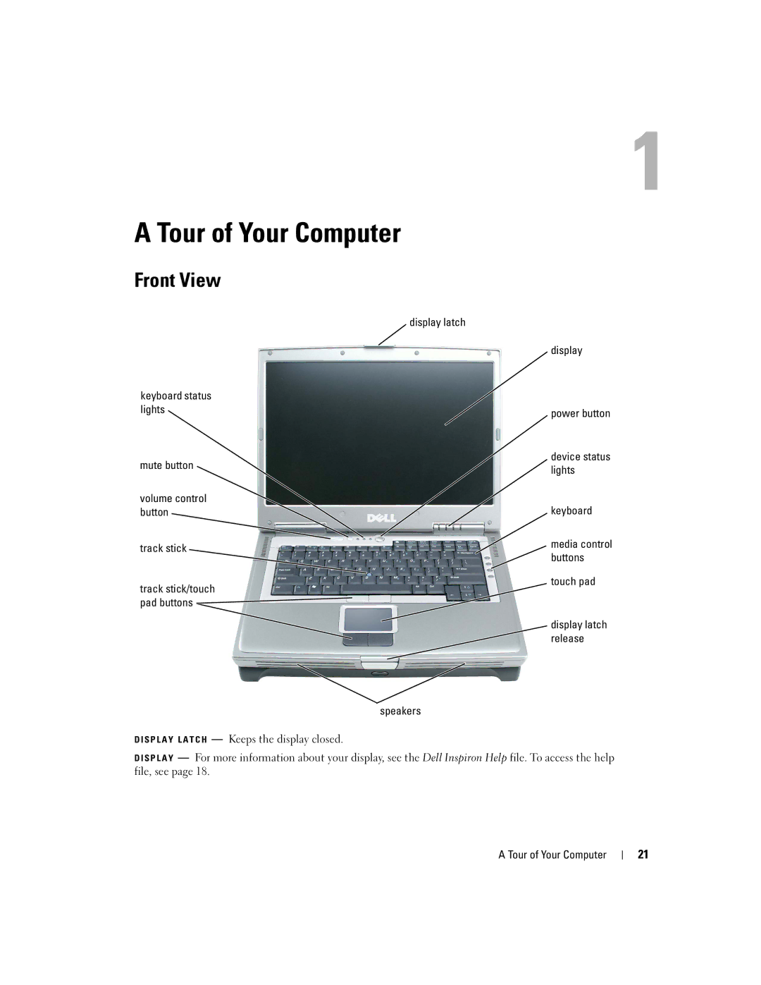 Dell PP09L owner manual Tour of Your Computer, Front View 