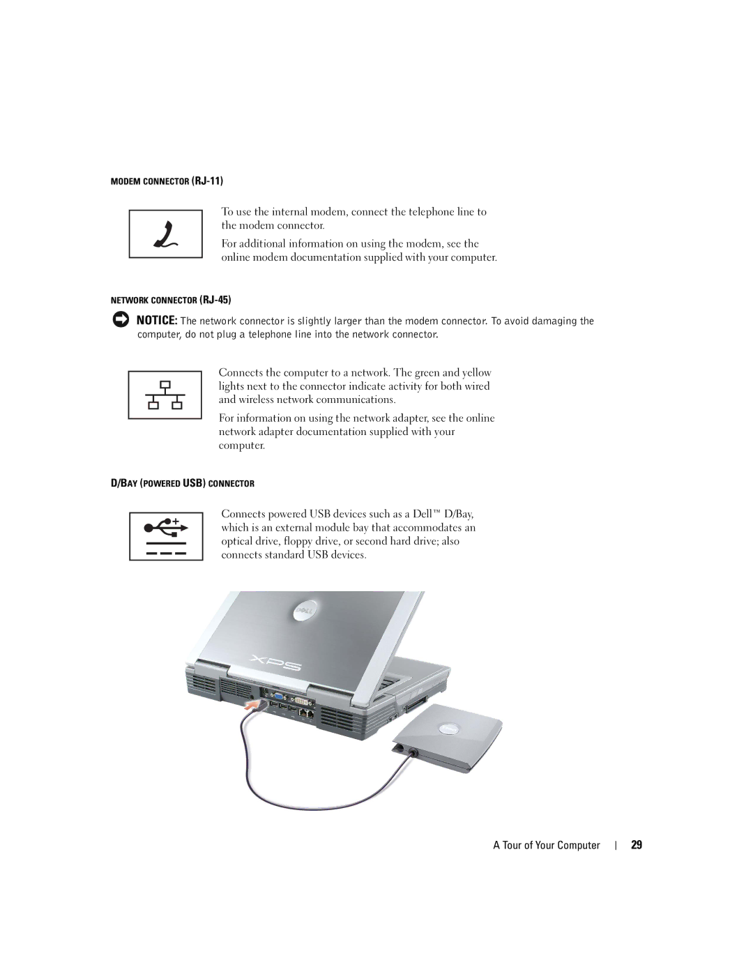 Dell PP09L owner manual Modem Connector RJ-11 