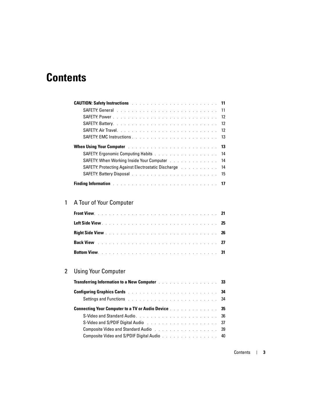 Dell PP09L owner manual Contents 