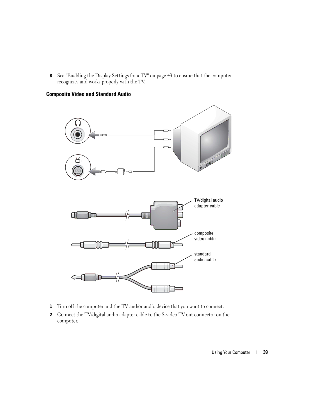 Dell PP09L owner manual Composite Video and Standard Audio 