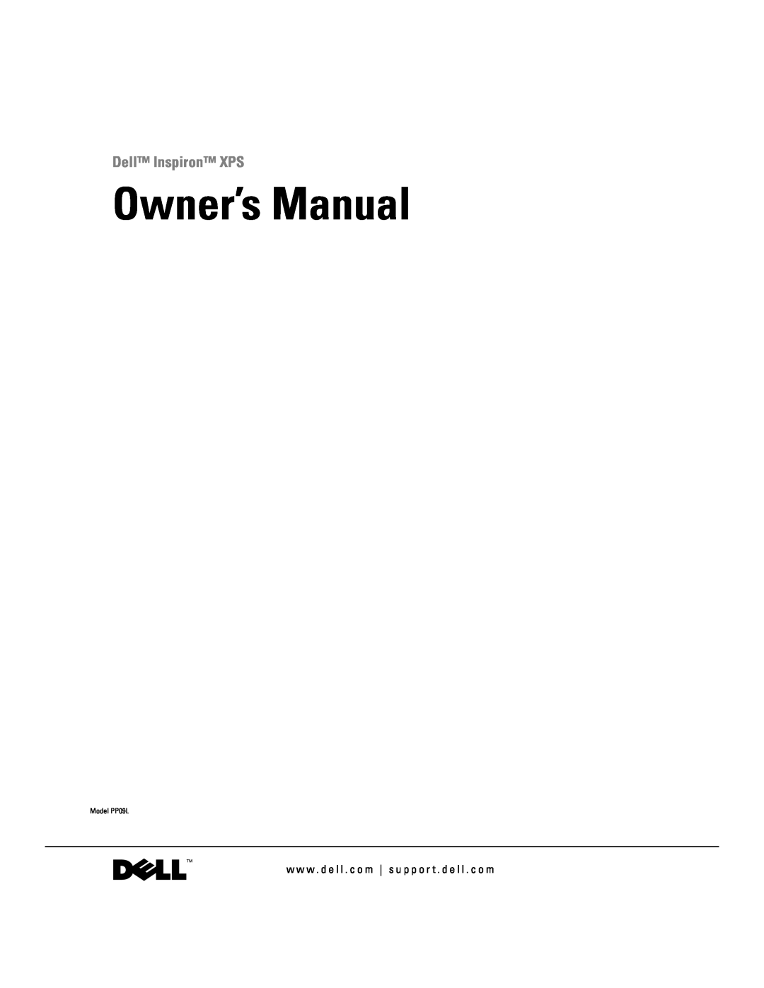 Dell owner manual Owner’s Manual, Dell Inspiron XPS, Model PP09L 