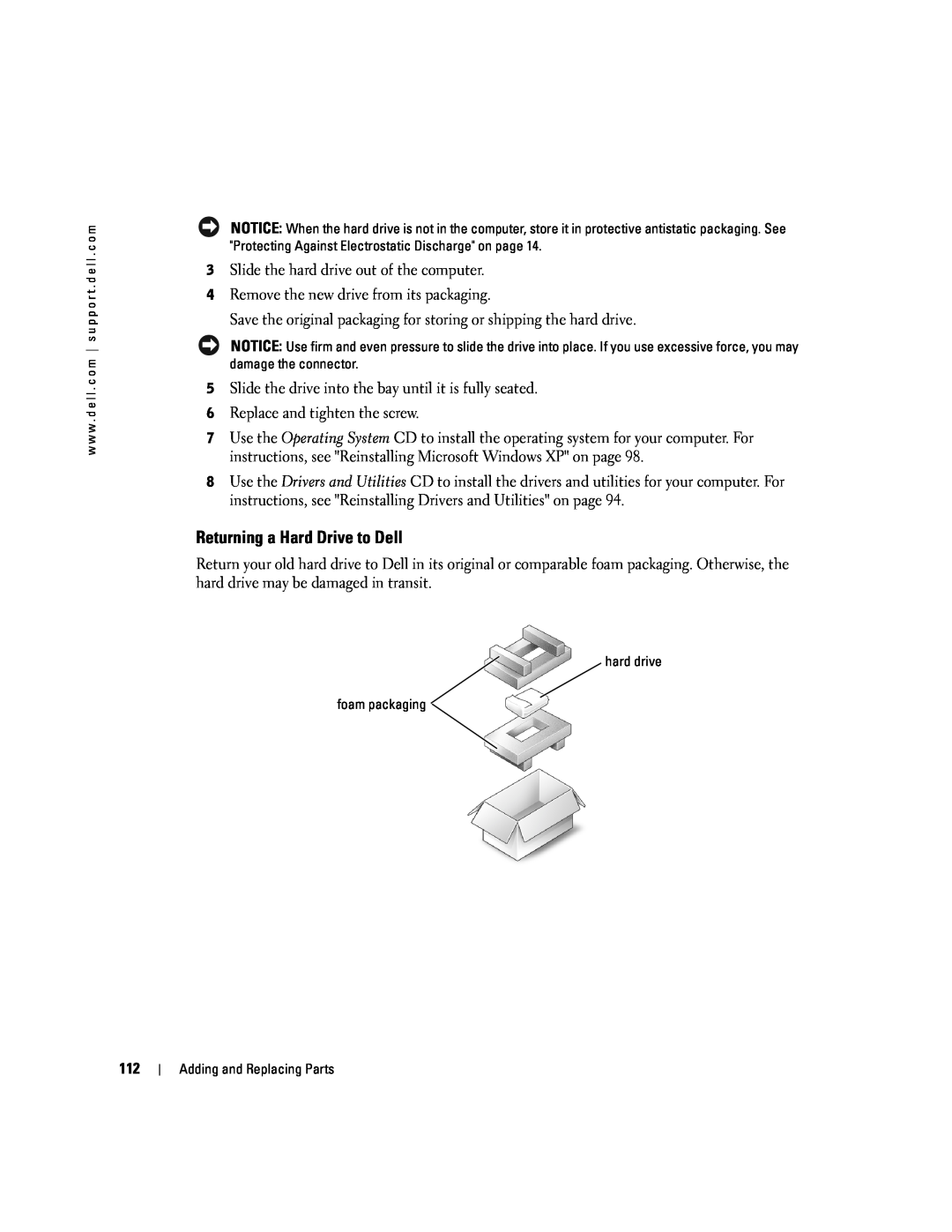 Dell PP09L owner manual Returning a Hard Drive to Dell 