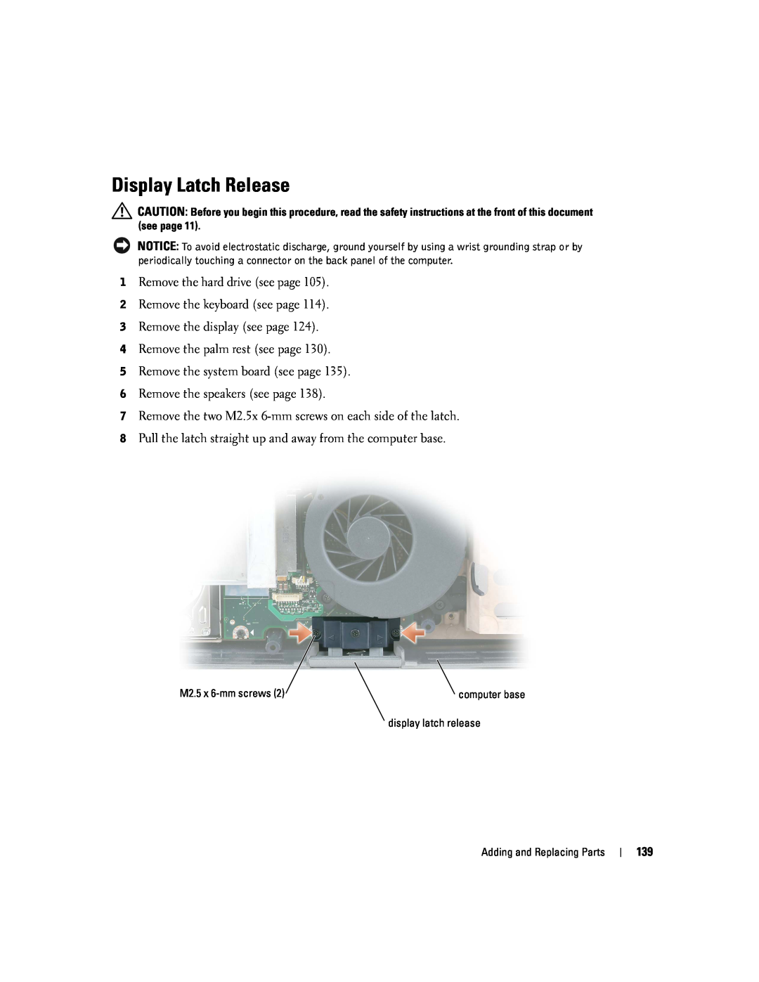 Dell PP09L owner manual Display Latch Release 