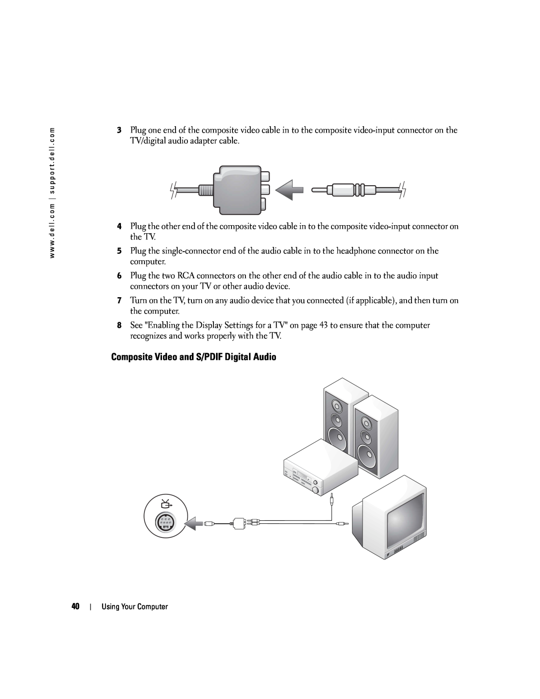 Dell PP09L owner manual Composite Video and S/PDIF Digital Audio, Using Your Computer 