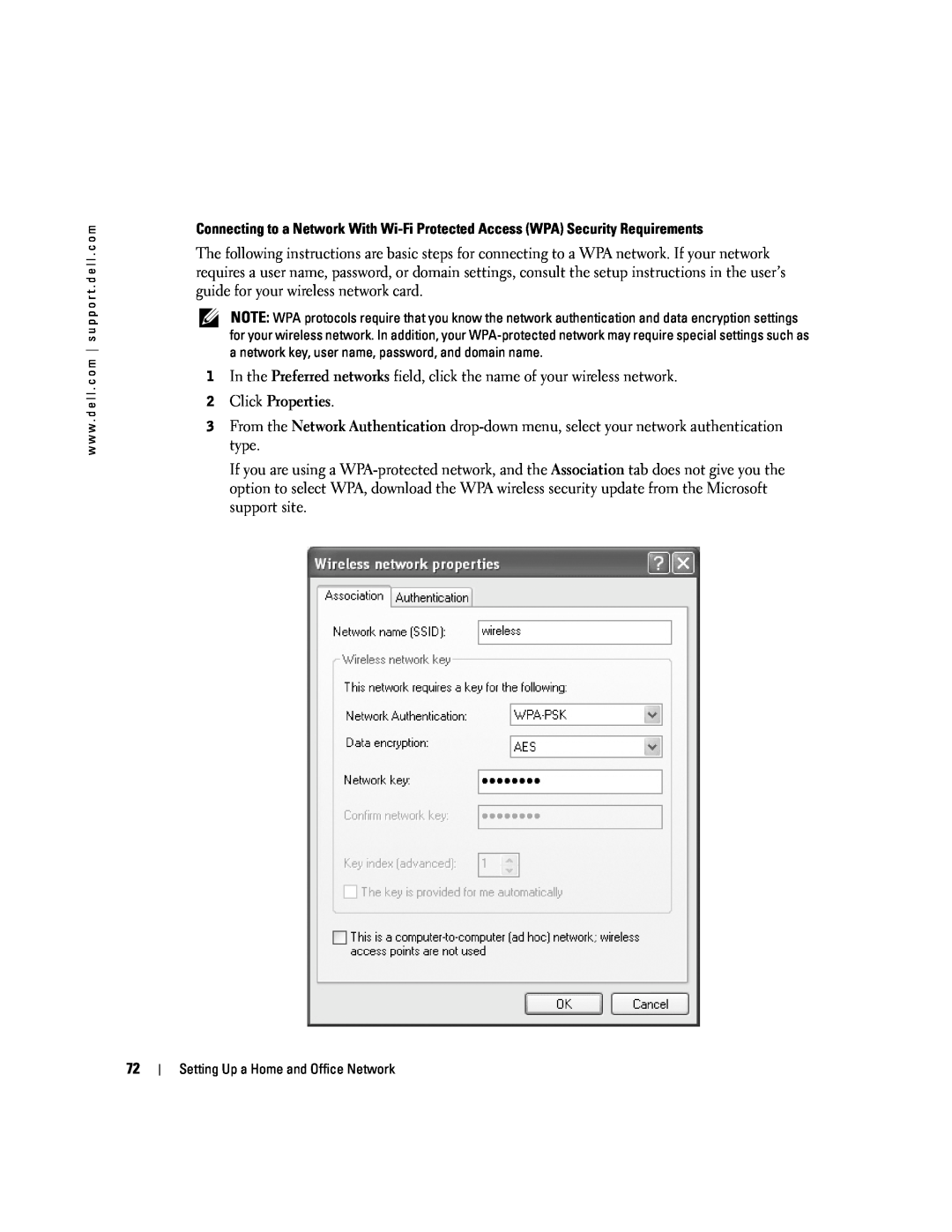 Dell PP09L owner manual Click Properties 