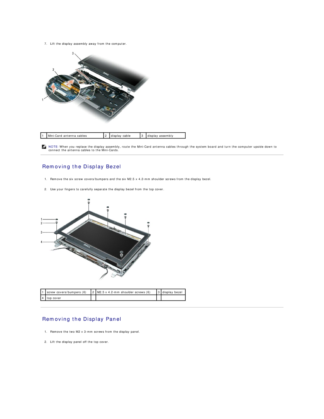 Dell PP09S, D430 manual Removing the Display Bezel, Removing the Display Panel 