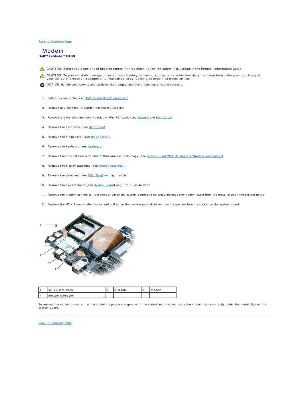 Dell PP09S, D430 manual Modem 