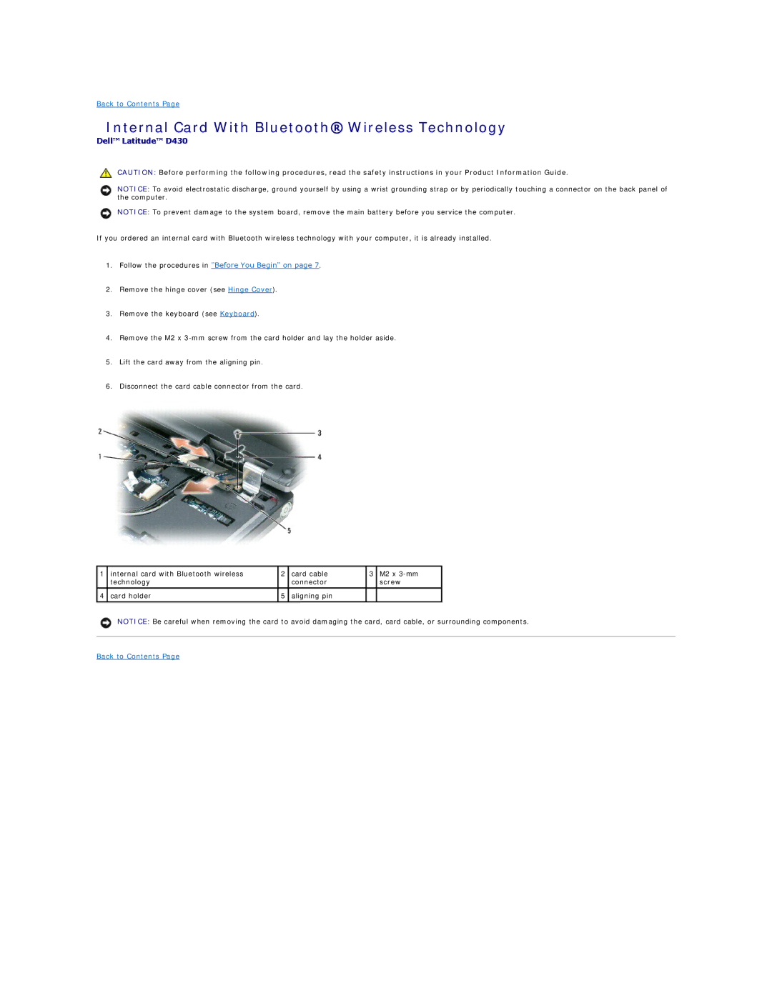 Dell PP09S, D430 manual Internal Card With Bluetooth Wireless Technology, Follow the procedures in Before You Begin on 