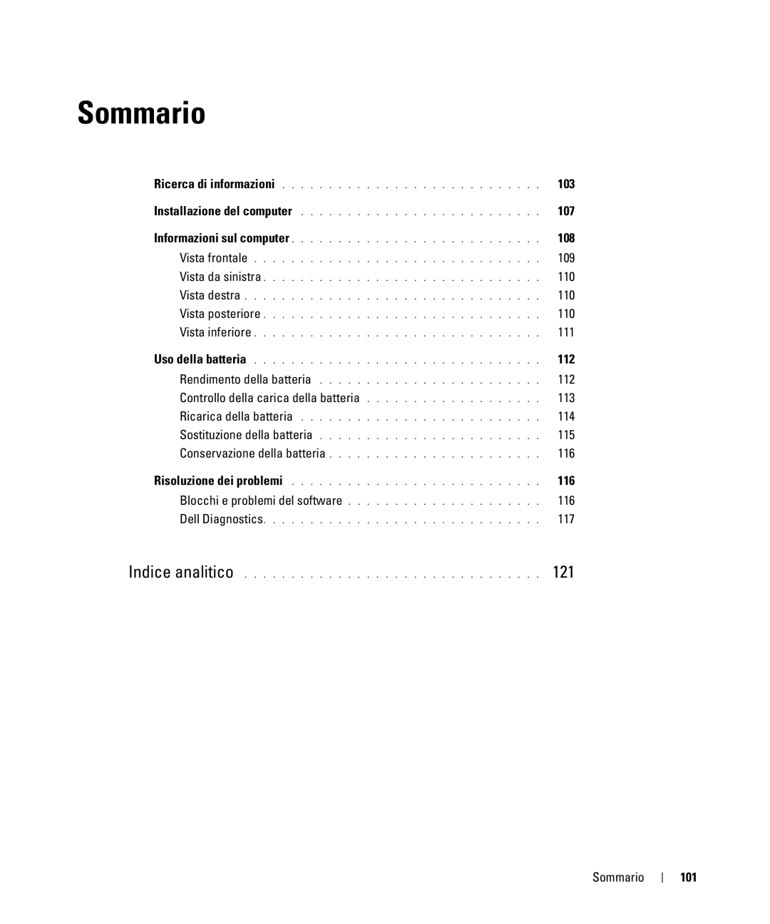 Dell JG941, PP09S manual 103, 107, 108, 112, 116, 101 