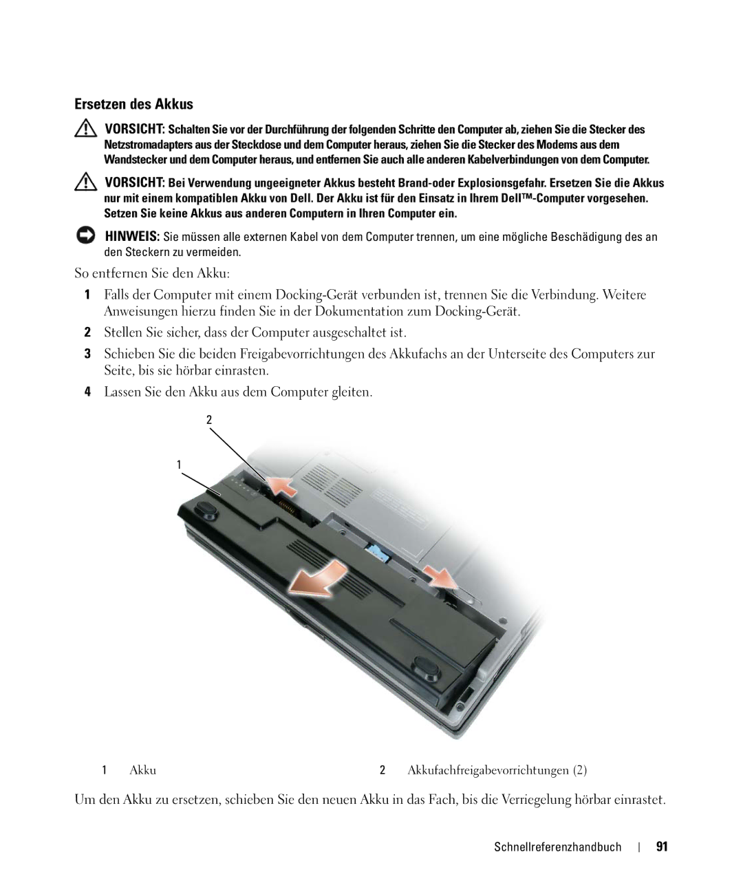 Dell JG941, PP09S manual Ersetzen des Akkus 