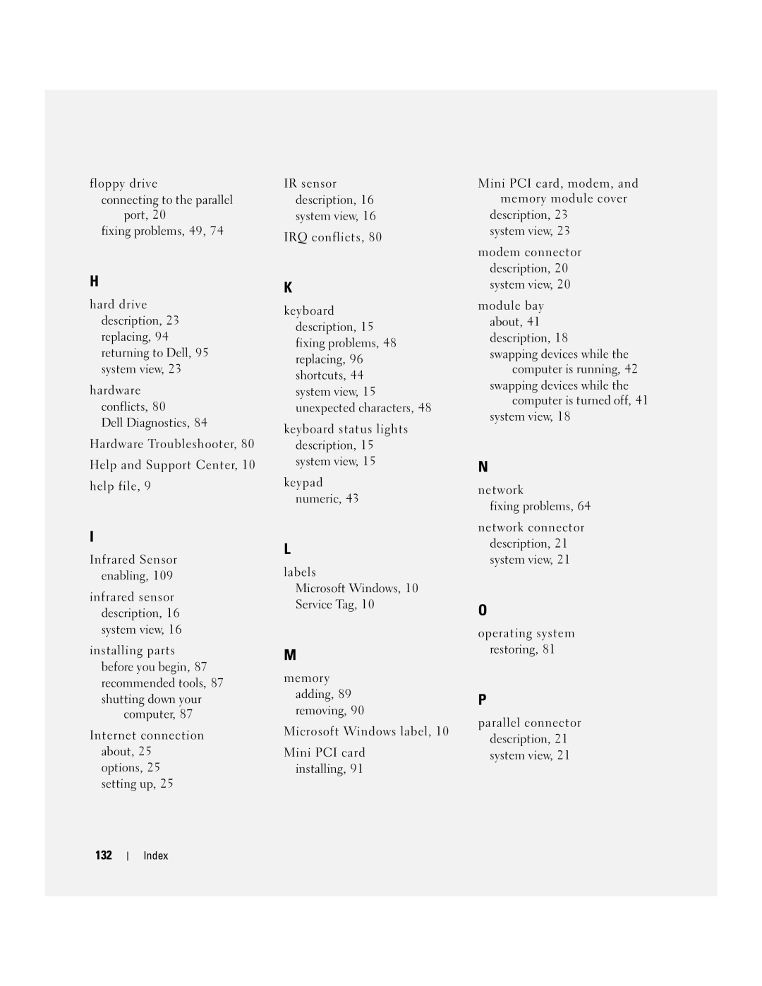 Dell PP10L owner manual 132 