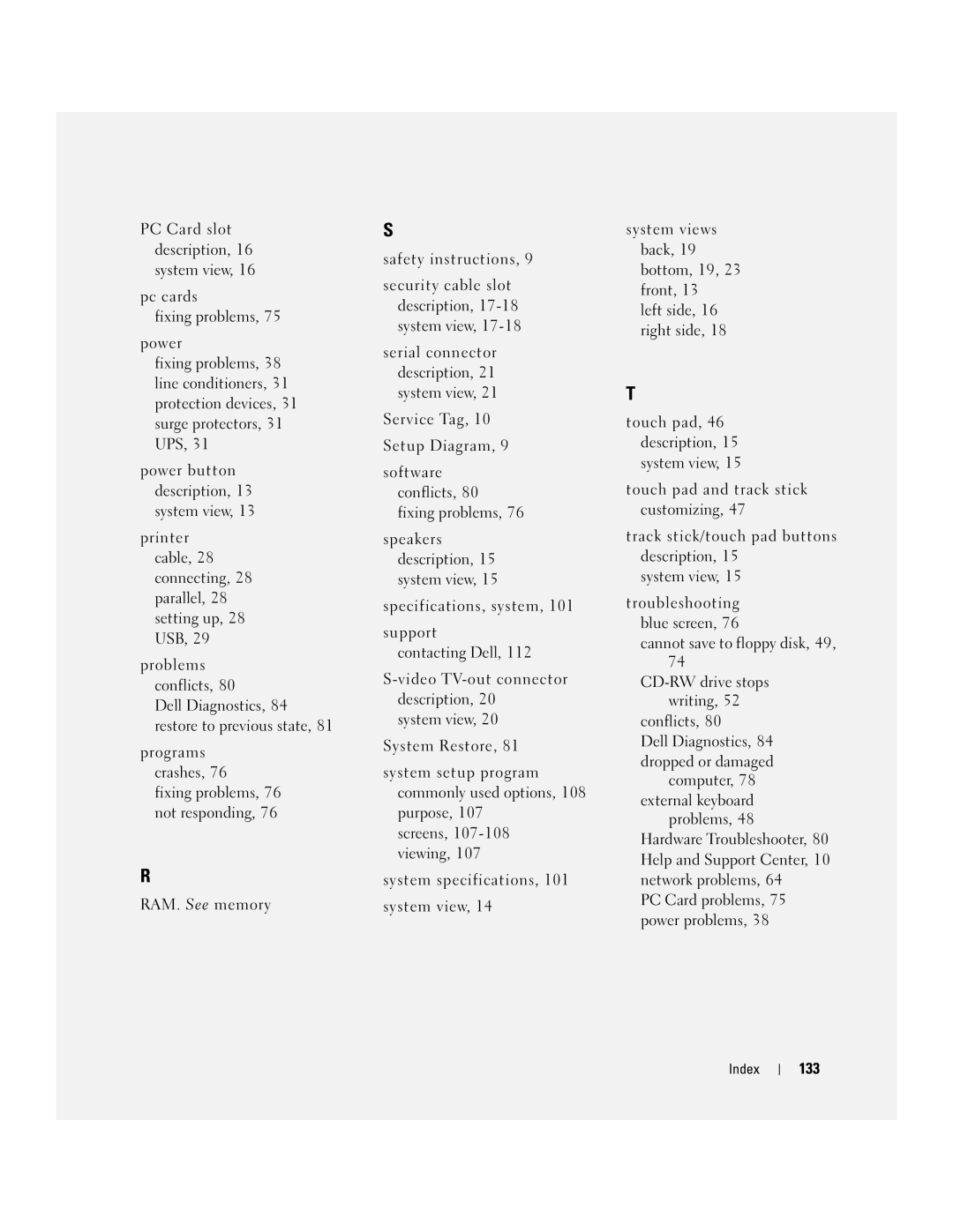 Dell PP10L owner manual 133 