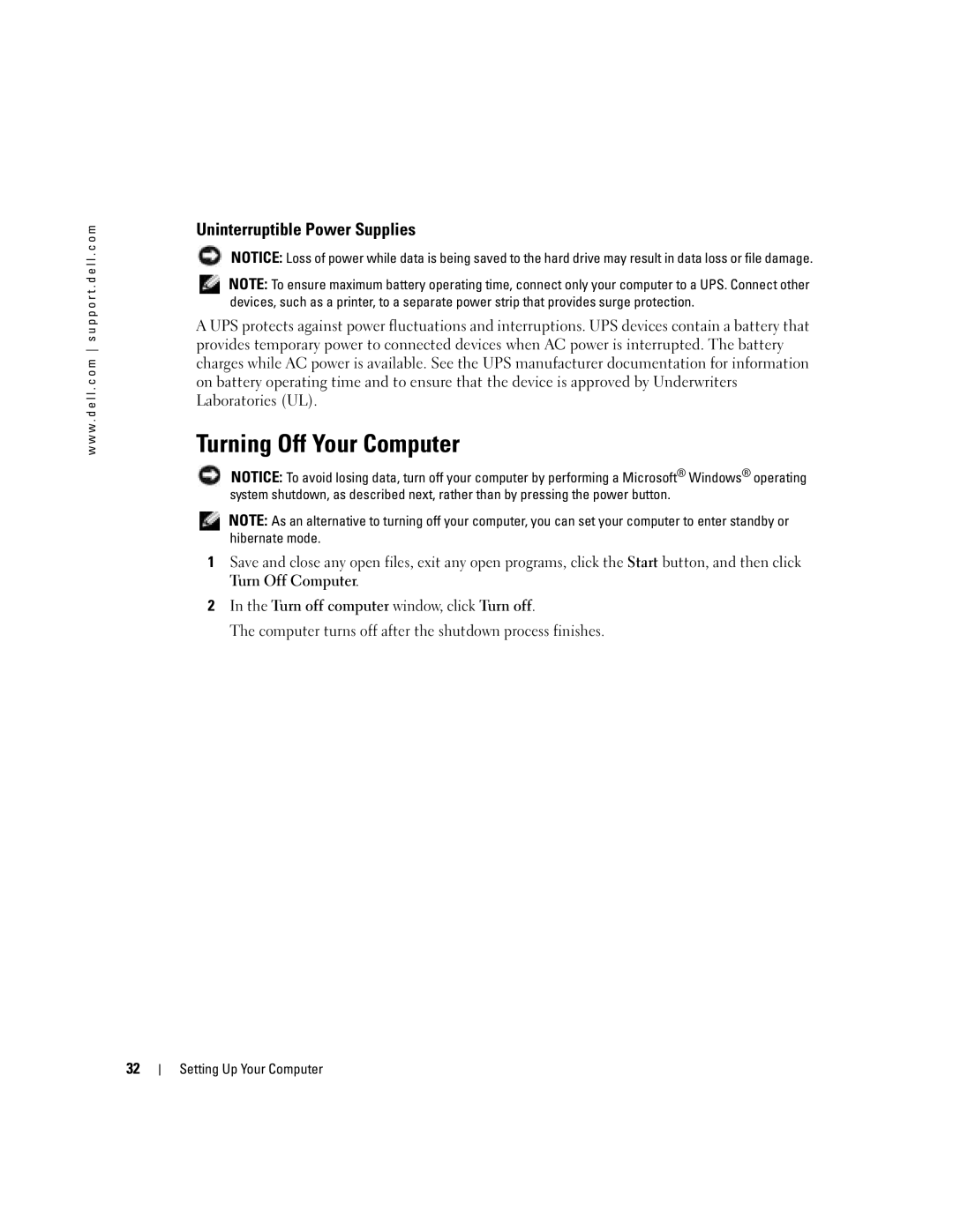 Dell PP10L owner manual Turning Off Your Computer, Uninterruptible Power Supplies 