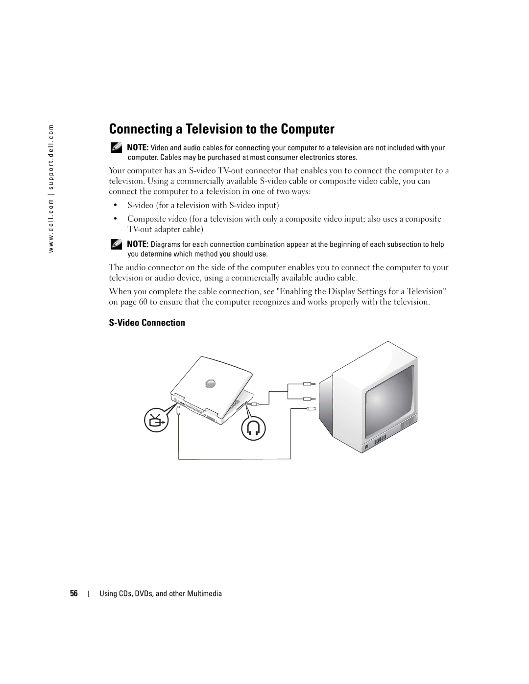 Dell PP10L owner manual Connecting a Television to the Computer, Video Connection 