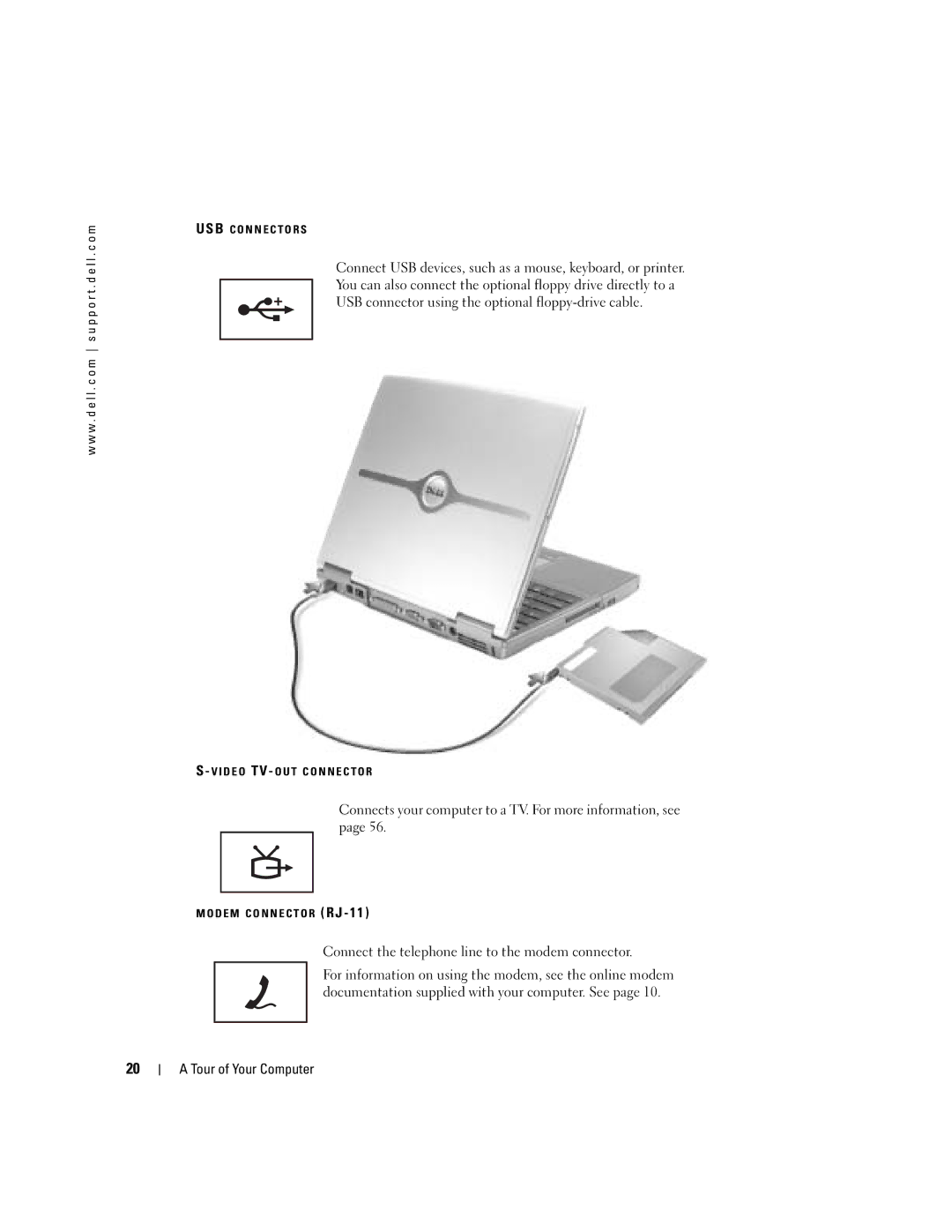 Dell PP10L owner manual Connects your computer to a TV. For more information, see 