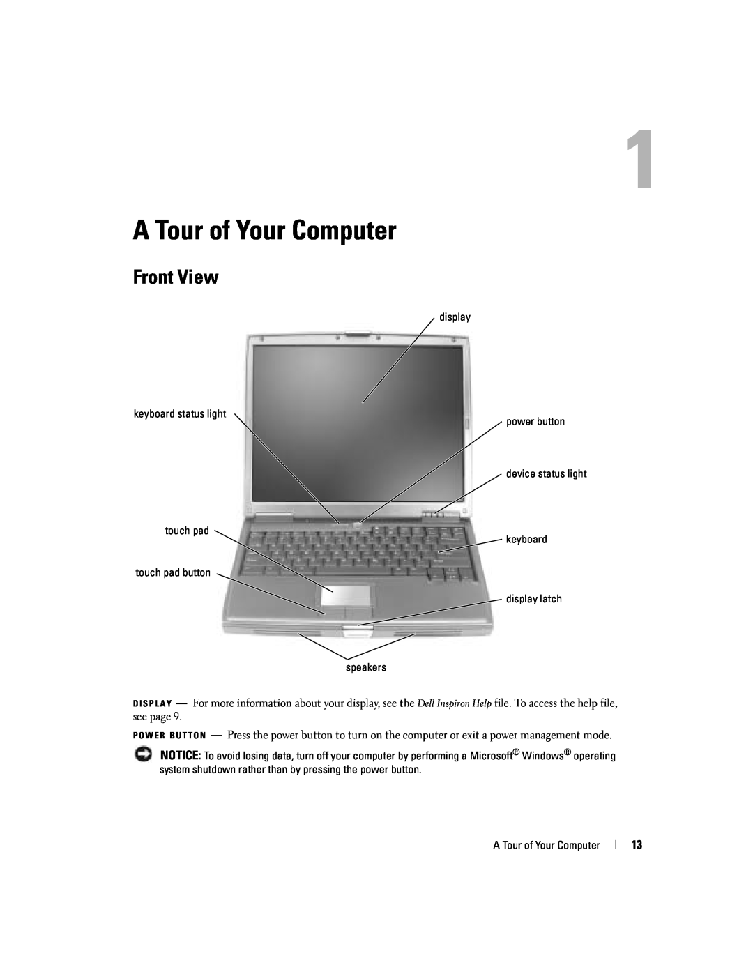 Dell PP10L owner manual A Tour of Your Computer, Front View 