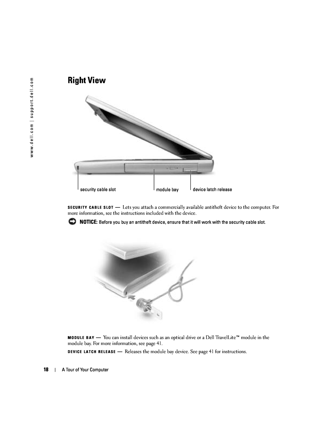 Dell PP10L owner manual Right View 