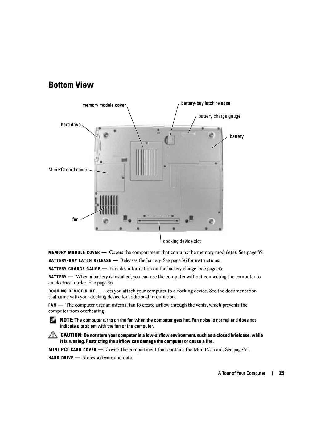 Dell PP10L owner manual Bottom View 