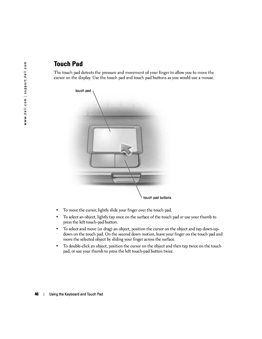 Dell PP10L owner manual Touch Pad 